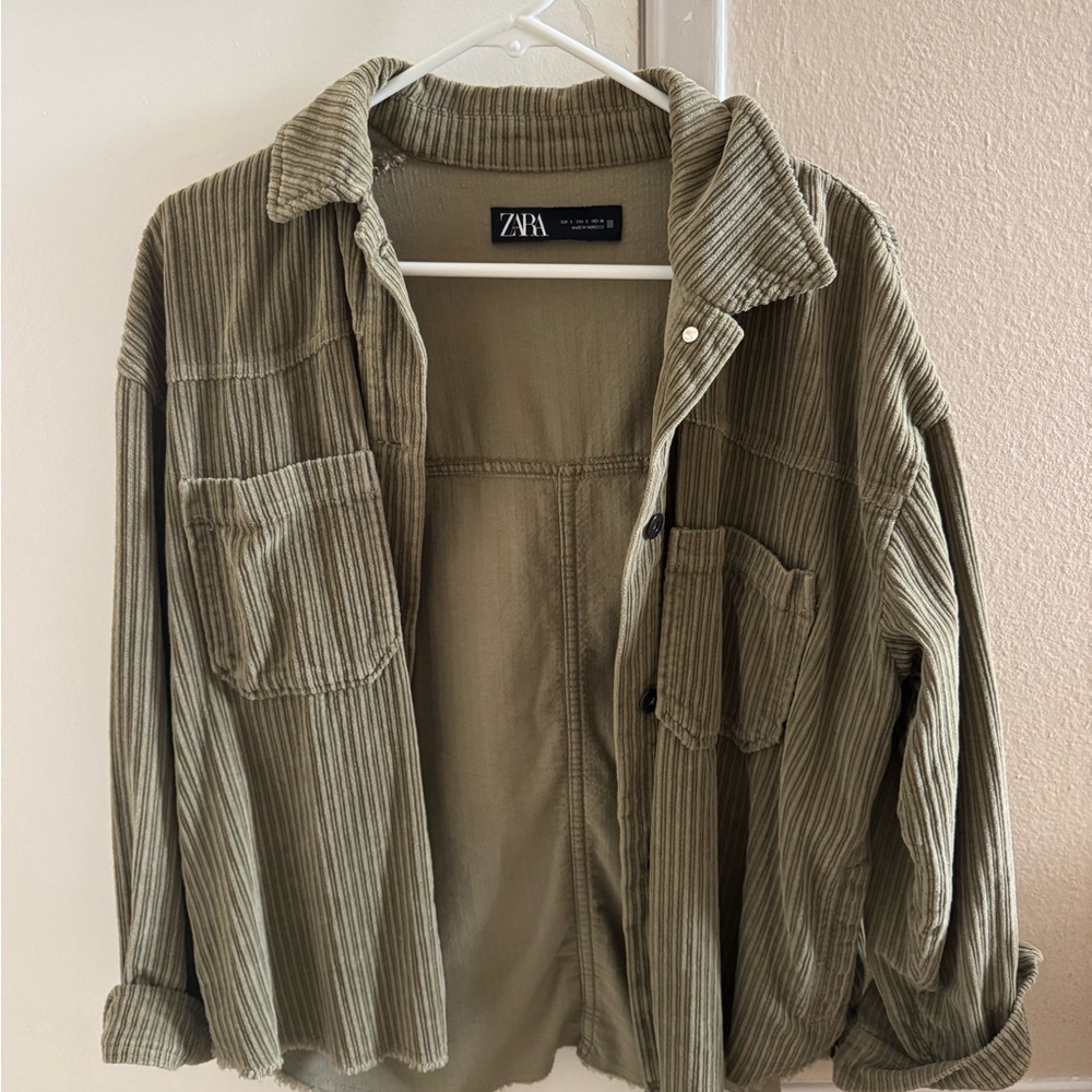 Zara Khaki Corduroy Button Down